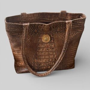 Kemestry leather embossed textured alligator croc skin shoulder bag USA